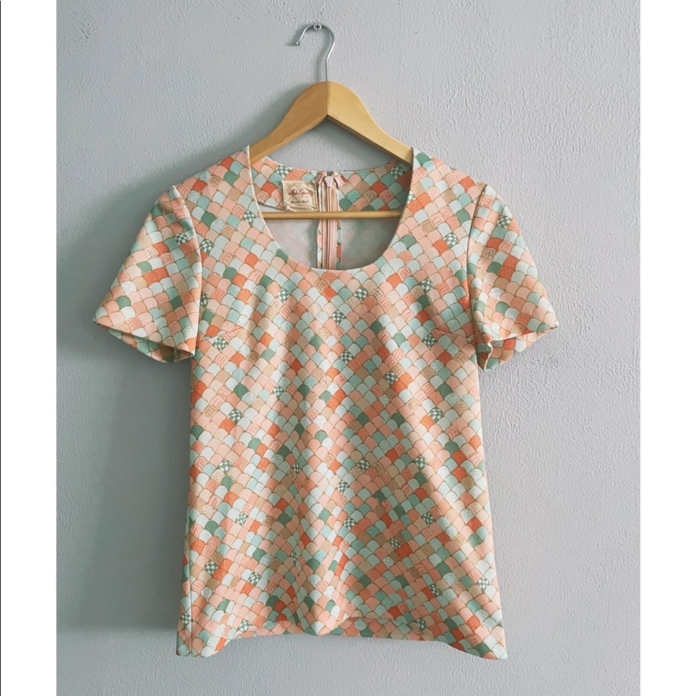 Retro Peach & Mint 1960's Blouse